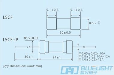 L5CF系列/Φ5X20陶瓷管高分斷快斷保險絲(圖3)